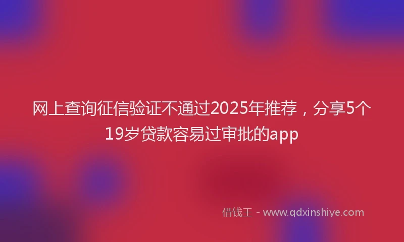 网上查询征信验证不通过2025年推荐，分享5个19岁贷款容易过审批的app