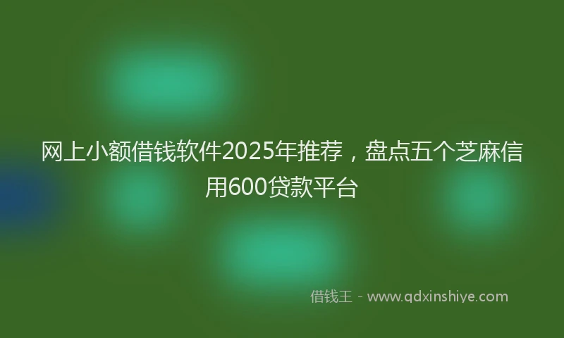 网上小额借钱软件2025年推荐，盘点五个芝麻信用600贷款平台
