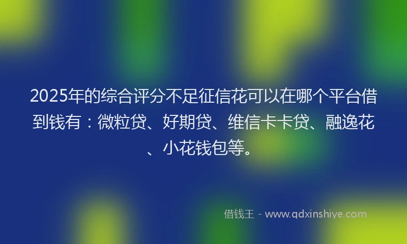 2025年的综合评分不足征信花可以在哪个平台借到钱有：微粒贷、好期贷、维信卡卡贷、融逸花、小花钱包等。