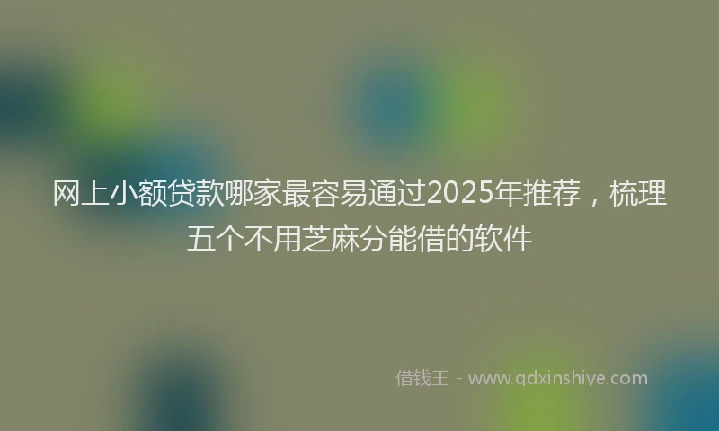 网上小额贷款哪家最容易通过2025年推荐，梳理五个不用芝麻分能借的软件