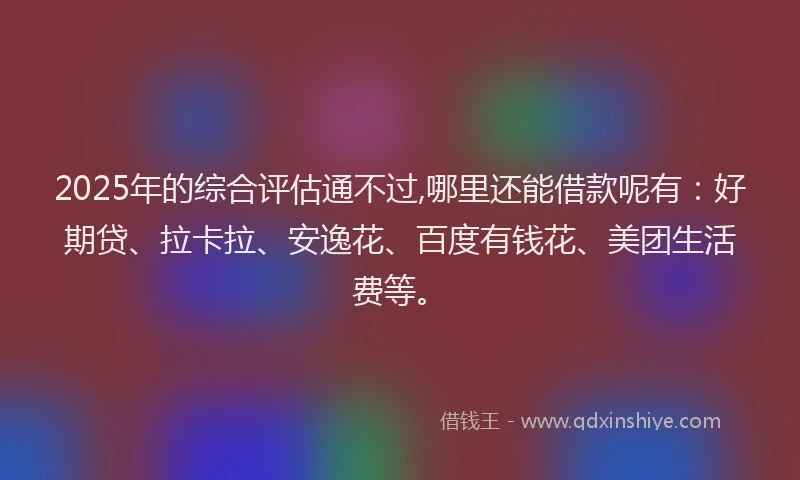 2025年的综合评估通不过,哪里还能借款呢有：好期贷、拉卡拉、安逸花、百度有钱花、美团生活费等。