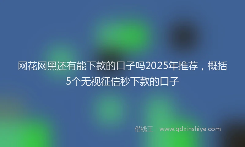 网花网黑还有能下款的口子吗2025年推荐，概括5个无视征信秒下款的口子