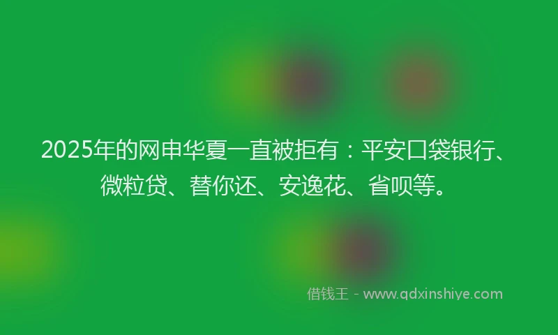2025年的网申华夏一直被拒有：平安口袋银行、微粒贷、替你还、安逸花、省呗等。