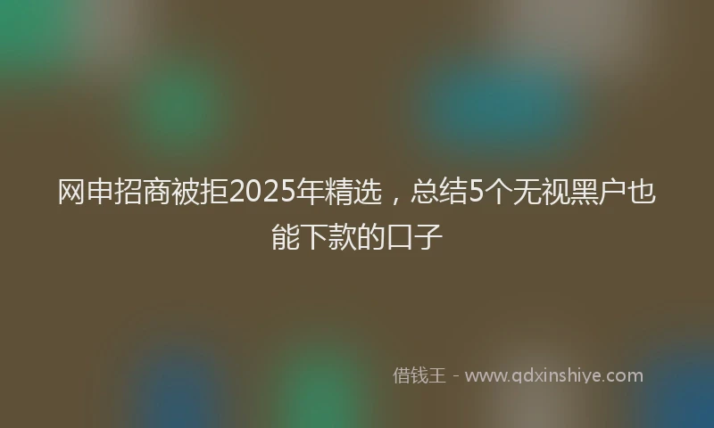 网申招商被拒2025年精选,总结5个无视黑户也能下款的口子
