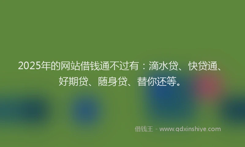 2025年的网站借钱通不过有：滴水贷、快贷通、好期贷、随身贷、替你还等。