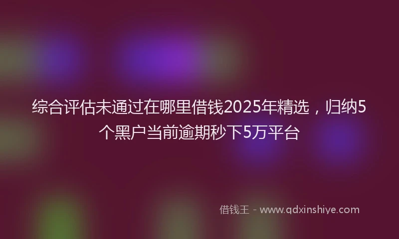 综合评估未通过在哪里借钱2025年精选，归纳5个黑户当前逾期秒下5万平台