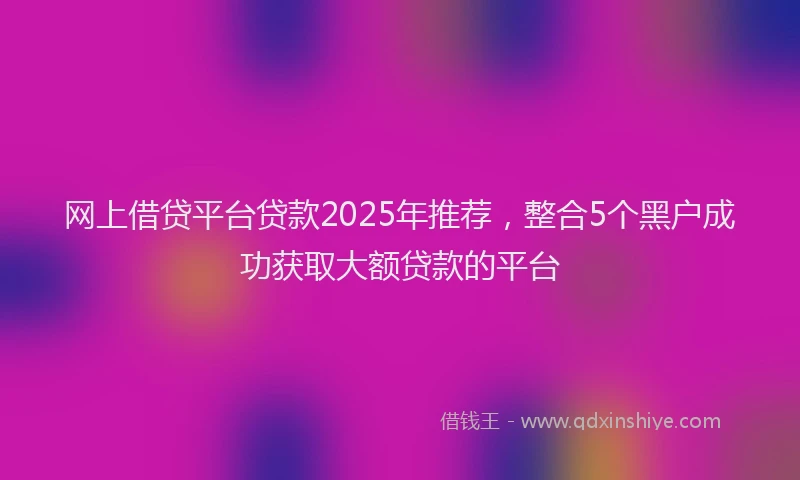 网上借贷平台贷款2025年推荐，整合5个黑户成功获取大额贷款的平台