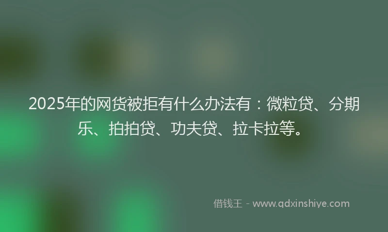 2025年的网货被拒有什么办法有：微粒贷、分期乐、拍拍贷、功夫贷、拉卡拉等。