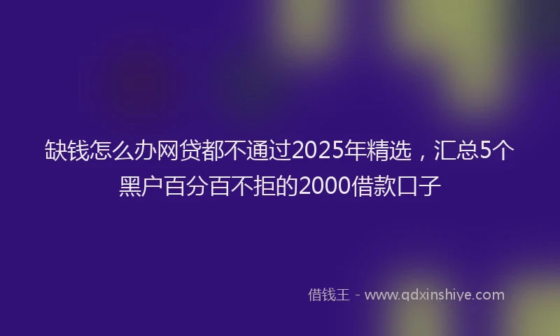缺钱怎么办网贷都不通过2025年精选，汇总5个黑户百分百不拒的2000借款口子
