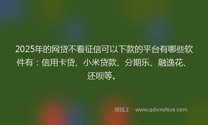 2025年的网贷不看征信可以下款的平台有哪些软件有：信用卡贷、小米贷款、分期乐、融逸花、还呗等。