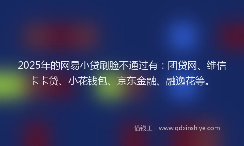 2025年的网易小贷刷脸不通过有：团贷网、维信卡卡贷、小花钱包、京东金融、融逸花等。