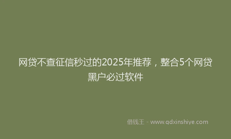 网贷不查征信秒过的2025年推荐，整合5个网贷黑户必过软件