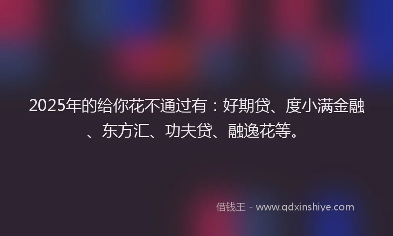 2025年的给你花不通过有：好期贷、度小满金融、东方汇、功夫贷、融逸花等。
