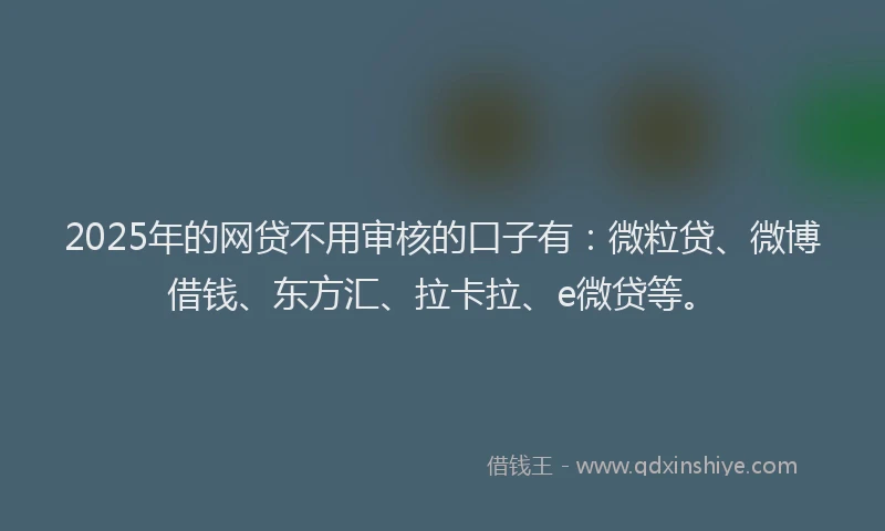 2025年的网贷不用审核的口子有：微粒贷、微博借钱、东方汇、拉卡拉、e微贷等。