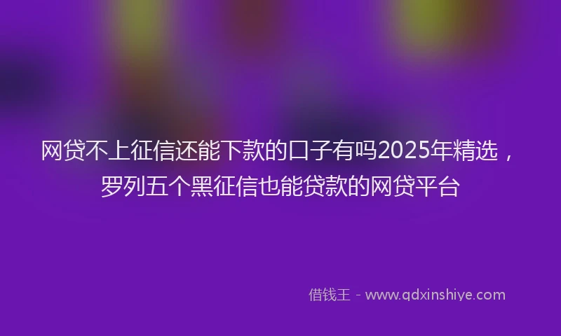 网贷不上征信还能下款的口子有吗2025年精选，罗列五个黑征信也能贷款的网贷平台
