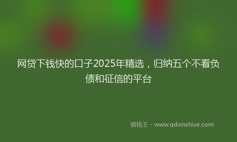 网贷下钱快的口子2025年精选，归纳五个不看负债和征信的平台