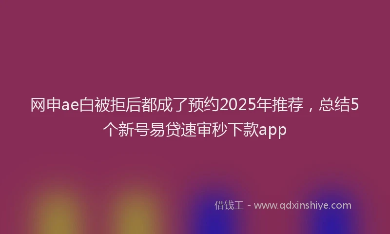 网申ae白被拒后都成了预约2025年推荐，总结5个新号易贷速审秒下款app