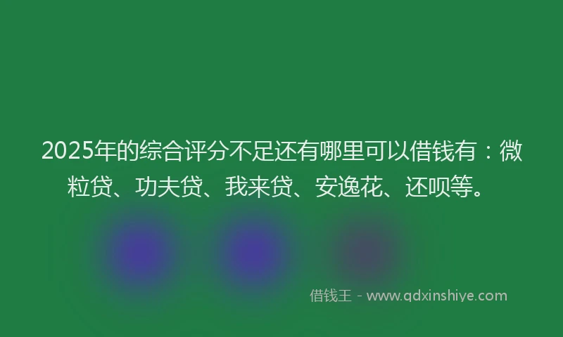 2025年的综合评分不足还有哪里可以借钱有：微粒贷、功夫贷、我来贷、安逸花、还呗等。