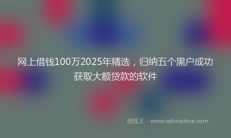 网上借钱100万2025年精选，归纳五个黑户成功获取大额贷款的软件
