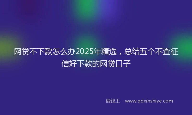 网贷不下款怎么办2025年精选，总结五个不查征信好下款的网贷口子