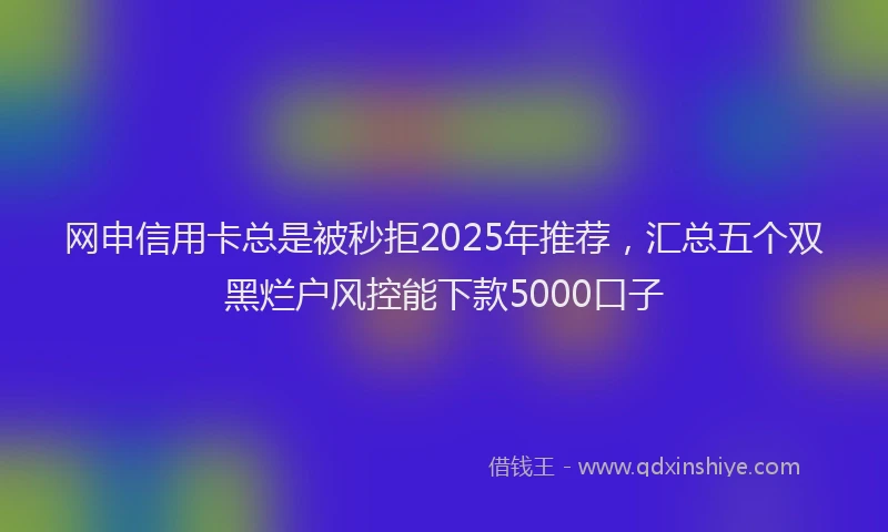 网申信用卡总是被秒拒2025年推荐，汇总五个双黑烂户风控能下款5000口子