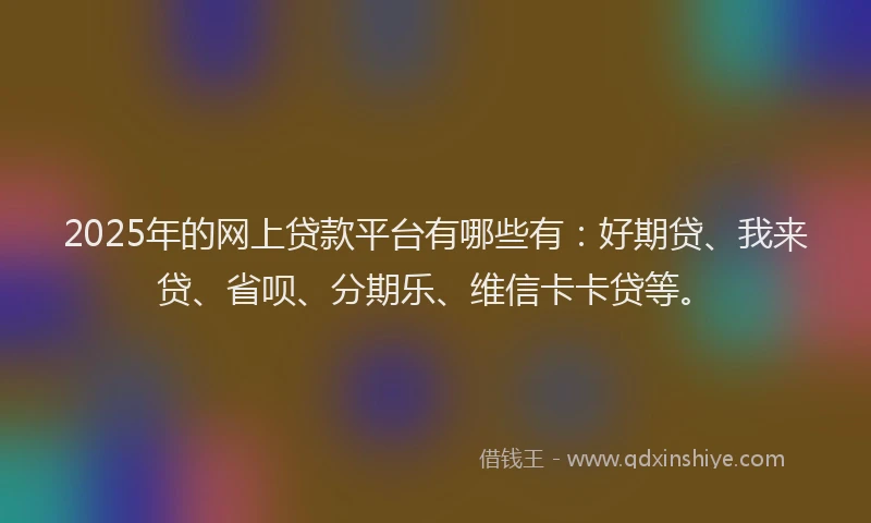 2025年的网上贷款平台有哪些有：好期贷、我来贷、省呗、分期乐、维信卡卡贷等。
