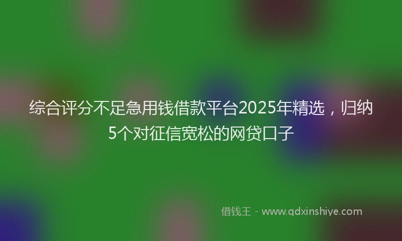 综合评分不足急用钱借款平台2025年精选，归纳5个对征信宽松的网贷口子
