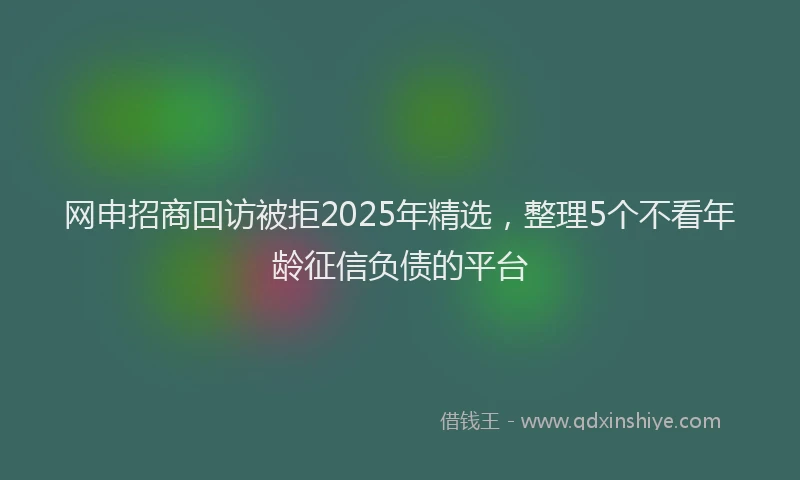 网申招商回访被拒2025年精选，整理5个不看年龄征信负债的平台