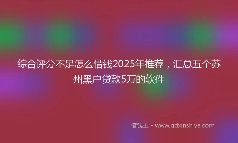 综合评分不足怎么借钱2025年推荐，汇总五个苏州黑户贷款5万的软件