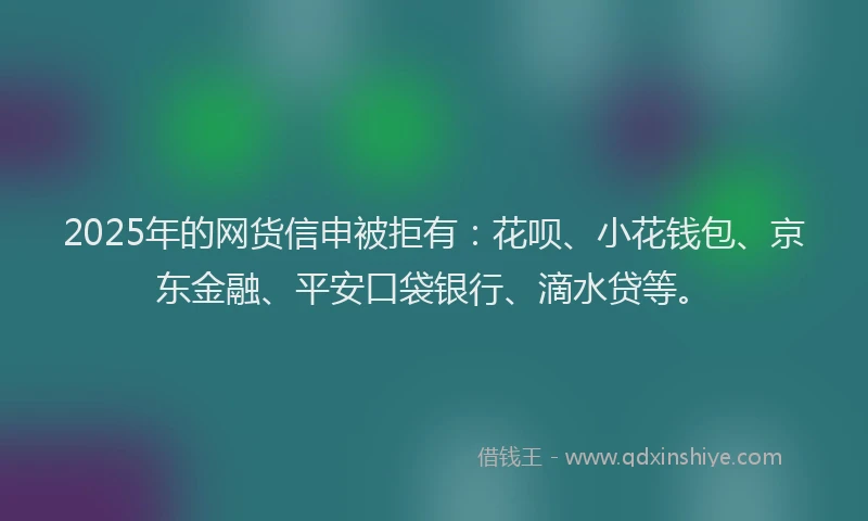 2025年的网货信申被拒有：花呗、小花钱包、京东金融、平安口袋银行、滴水贷等。