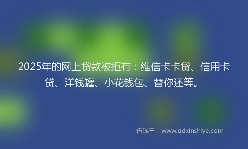 2025年的网上贷款被拒有：维信卡卡贷、信用卡贷、洋钱罐、小花钱包、替你还等。