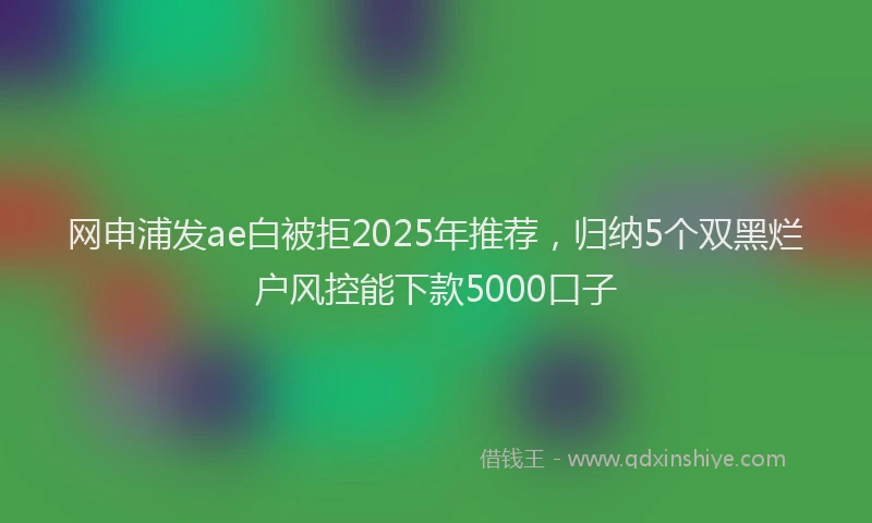 网申浦发ae白被拒2025年推荐，归纳5个双黑烂户风控能下款5000口子