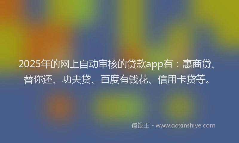 2025年的网上自动审核的贷款app有：惠商贷、替你还、功夫贷、百度有钱花、信用卡贷等。