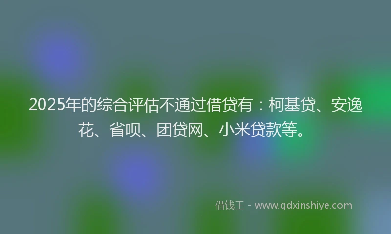 2025年的综合评估不通过借贷有：柯基贷、安逸花、省呗、团贷网、小米贷款等。