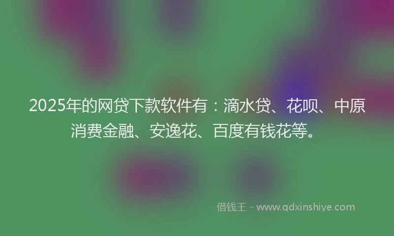 2025年的网贷下款软件有：滴水贷、花呗、中原消费金融、安逸花、百度有钱花等。