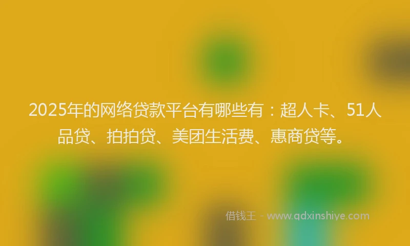 2025年的网络贷款平台有哪些有：超人卡、51人品贷、拍拍贷、美团生活费、惠商贷等。