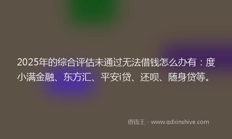 2025年的综合评估未通过无法借钱怎么办有：度小满金融、东方汇、平安i贷、还呗、随身贷等。