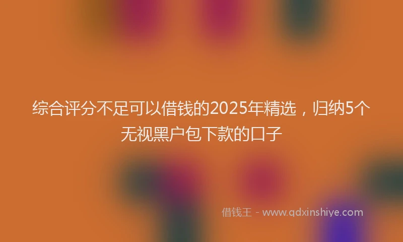 综合评分不足可以借钱的2025年精选，归纳5个无视黑户包下款的口子