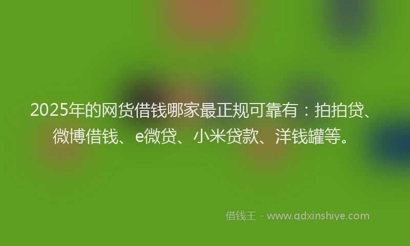 2025年的网货借钱哪家最正规可靠有：拍拍贷、微博借钱、e微贷、小米贷款、洋钱罐等。