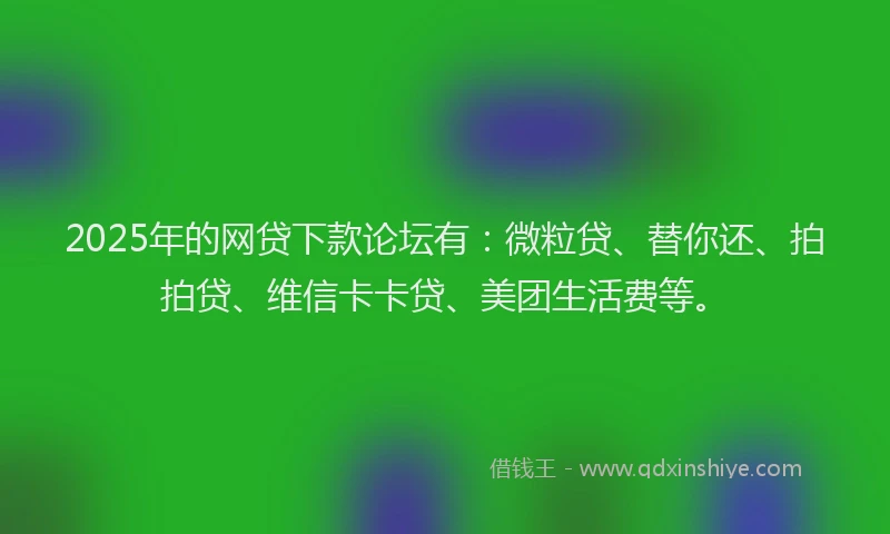2025年的网贷下款论坛有：微粒贷、替你还、拍拍贷、维信卡卡贷、美团生活费等。