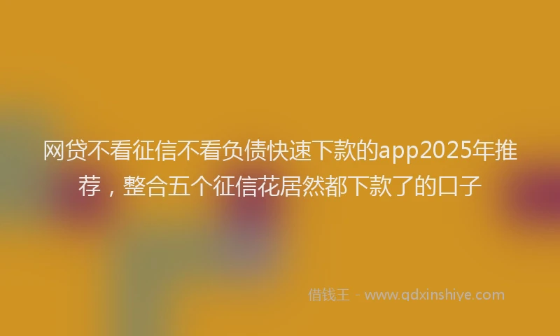 网贷不看征信不看负债快速下款的app2025年推荐，整合五个征信花居然都下款了的口子