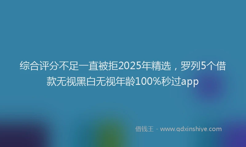 综合评分不足一直被拒2025年精选，罗列5个借款无视黑白无视年龄100%秒过app