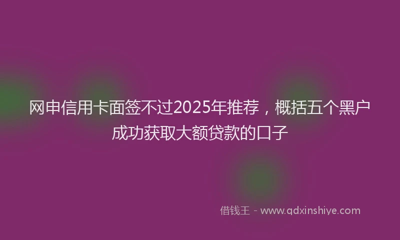 网申信用卡面签不过2025年推荐，概括五个黑户成功获取大额贷款的口子