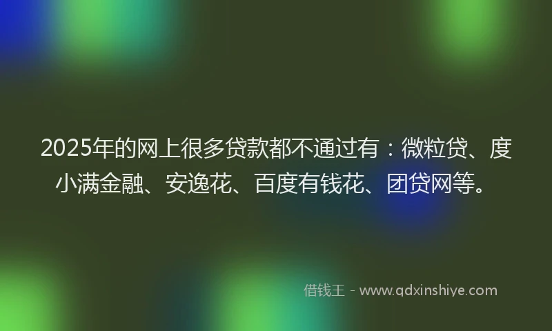 2025年的网上很多贷款都不通过有：微粒贷、度小满金融、安逸花、百度有钱花、团贷网等。