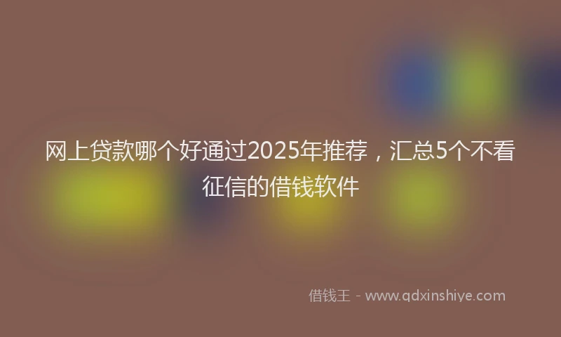 网上贷款哪个好通过2025年推荐，汇总5个不看征信的借钱软件
