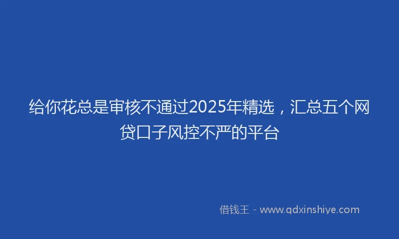 给你花总是审核不通过2025年精选，汇总五个网贷口子风控不严的平台