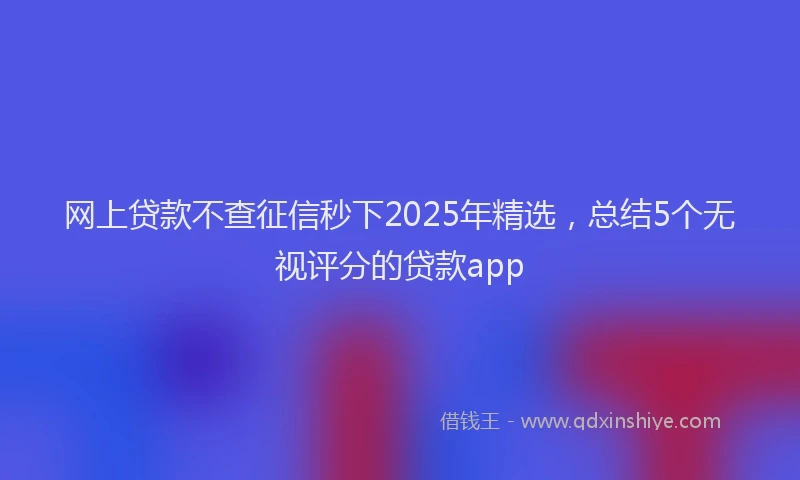 网上贷款不查征信秒下2025年精选，总结5个无视评分的贷款app