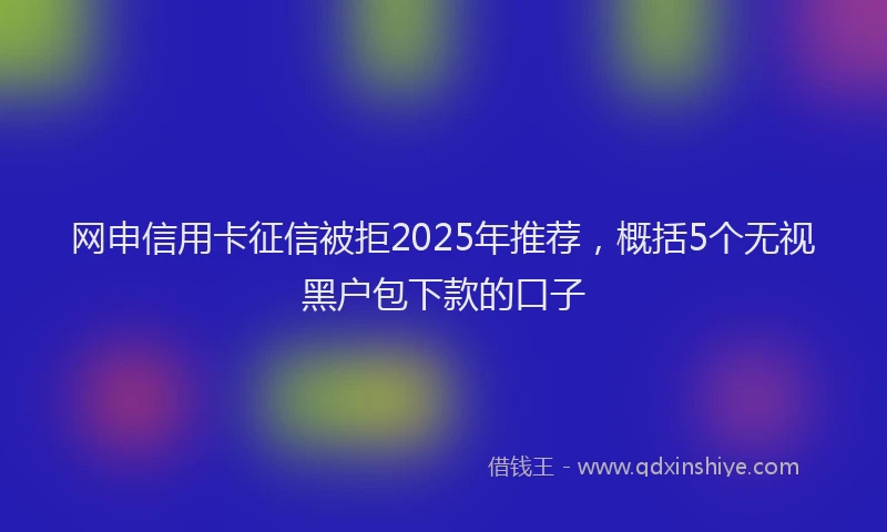 网申信用卡征信被拒2025年推荐，概括5个无视黑户包下款的口子