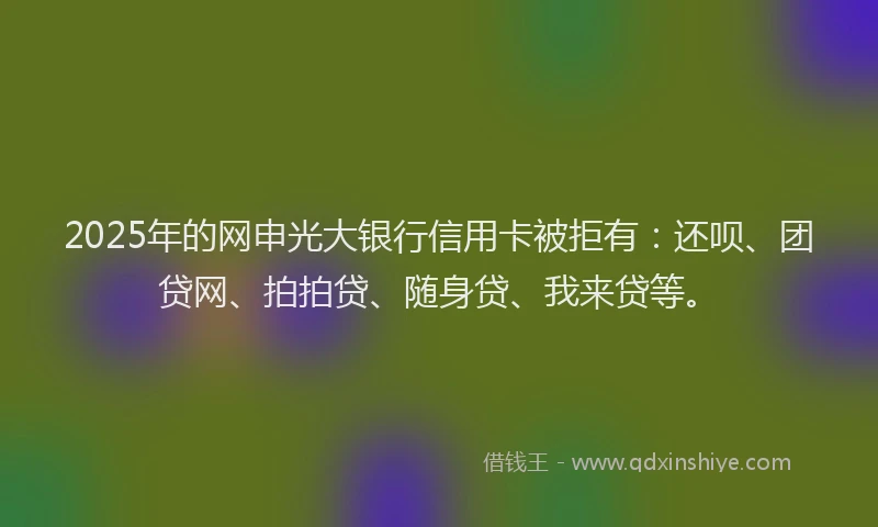 2025年的网申光大银行信用卡被拒有：还呗、团贷网、拍拍贷、随身贷、我来贷等。
