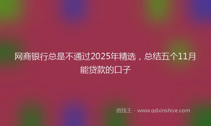 网商银行总是不通过2025年精选，总结五个11月能贷款的口子